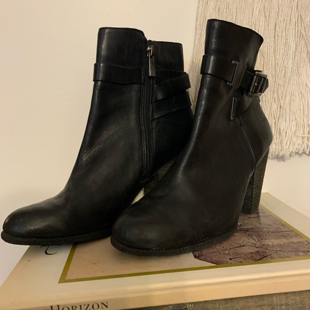 Leather Vince Camuto Heeled Ankle Boots - Picture 2 of 9